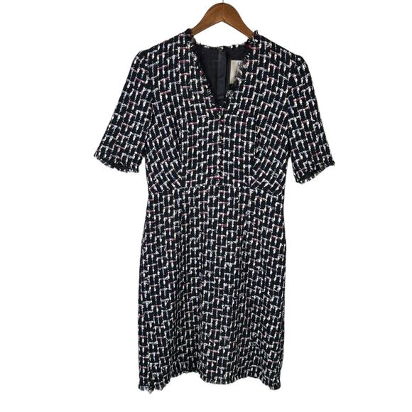 Linton for L.K. Bennett DR Vetti Black Multi Color Tweed V-neck Sheath Dress - Picture 10 of 13